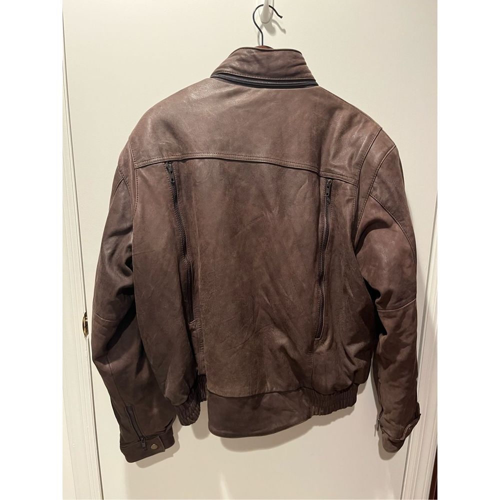 Vintage First Gear Mens Brown Leather Biker Jacket Size XL GREAT CONDITION - Picture 3 of 11